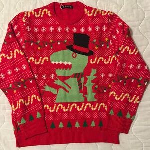 Forever 21 Red Dinosaur Holiday Sweater
